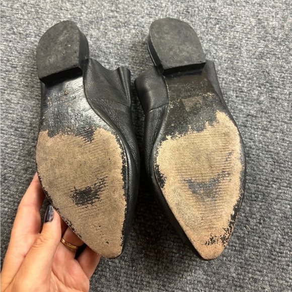 FREE PEOPLE Women’s Black Leather Sienna Slip-On Ruffle Mules Slides size: 7 - Picture 7 of 13